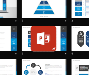 قالب پاورپوینت مدل AIDA دو بُعدی (مدل بازاریابی آیدا)