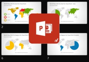 قالب پاورپوینت نقشه جهان با نمودار دایره‌ای